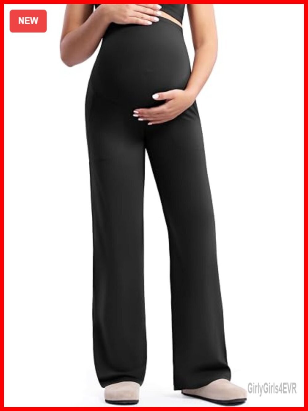 Creamluxe Maternity Wide Leg Yoga Pants with Pockets, Soft & Stretchy